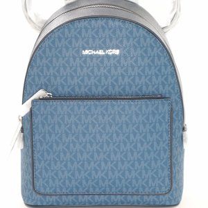 Michael Kors Medium Backpack Adina MK Leather Dark Chambray NWT$398.00